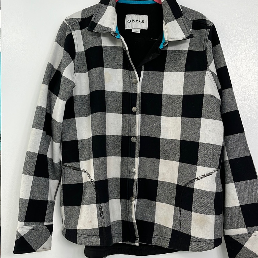 Orvis Plaid Black and White Shirt Jacket SZ M